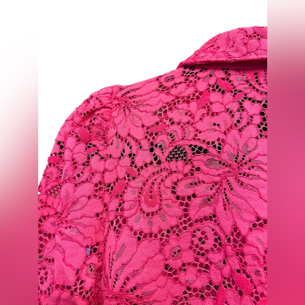 Worthington Women’s Size XS Top NWOT Button Down Petaluma Pink Lace Collared - Picture 7 of 10